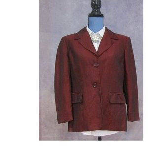 Jones New York Linen Blend Deep Red Blazer 12P